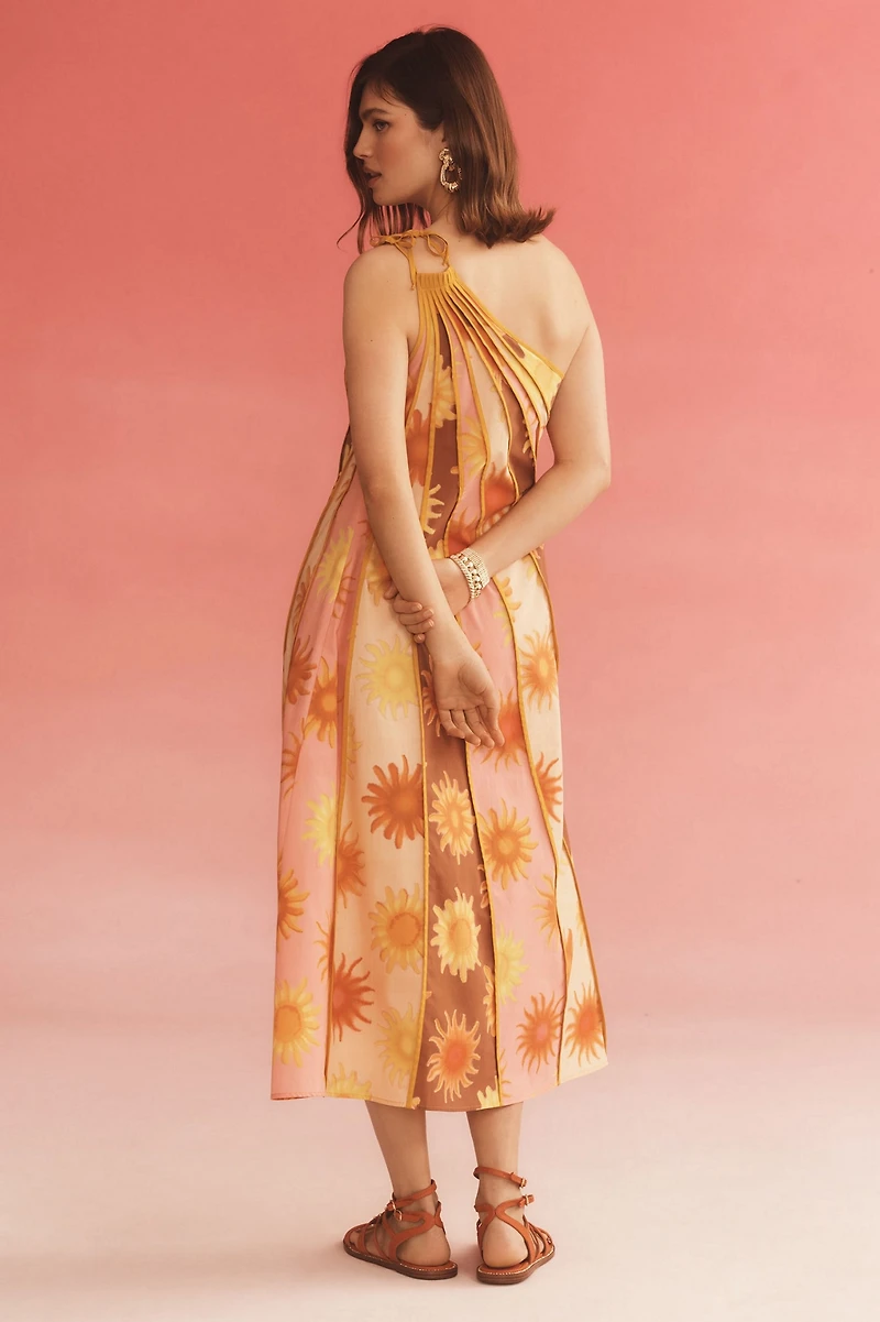 Farm Rio X Anthropologie One-Shoulder Seamed A-Line Dress