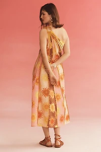 Farm Rio X Anthropologie One-Shoulder Seamed A-Line Dress