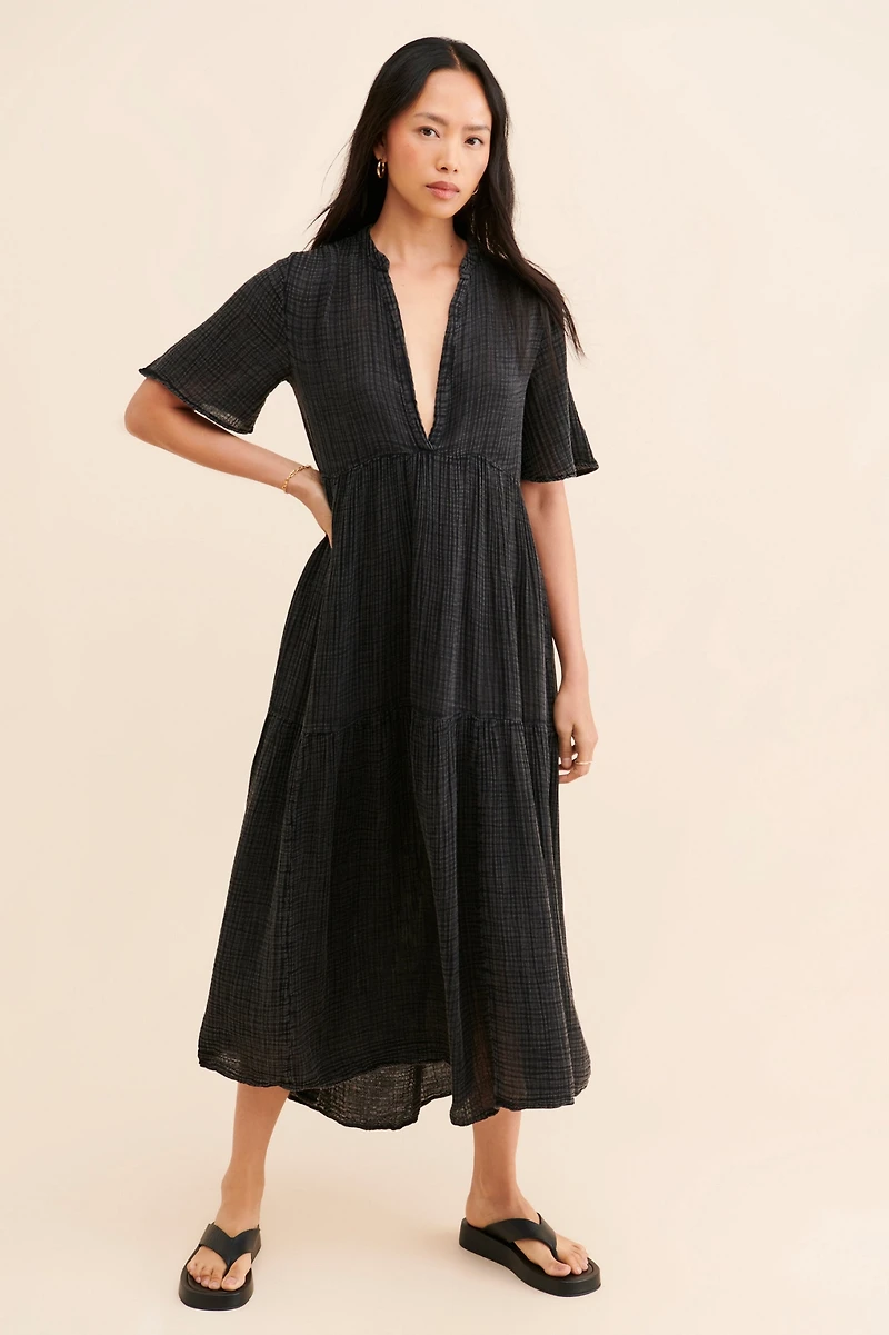 Tiered Gauze Midi Dress