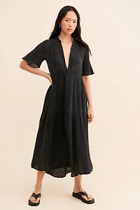 Tiered Gauze Midi Dress