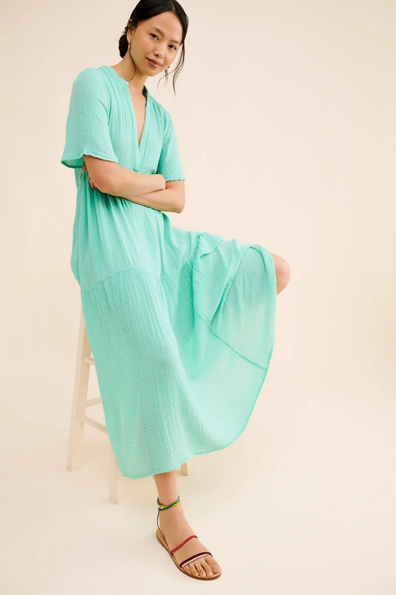 Tiered Gauze Midi Dress