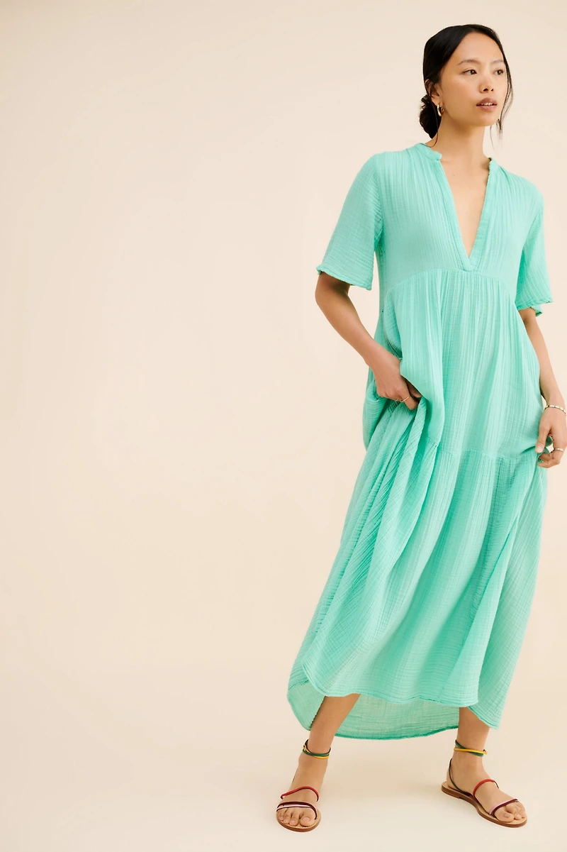 Tiered Gauze Midi Dress