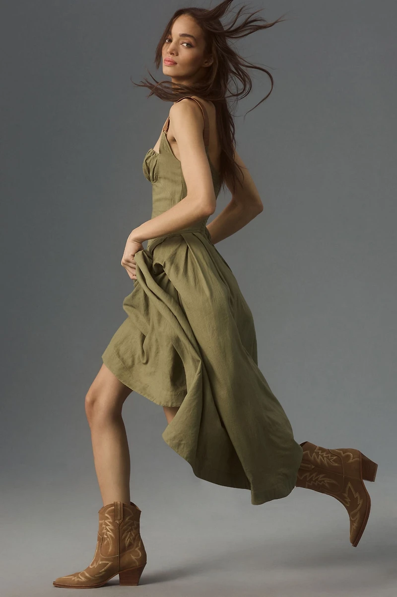 Utility Square-Neck A-Line Midi Dress