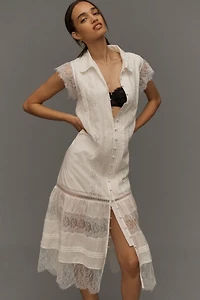 Sleeveless Collared Lace Midi Dress
