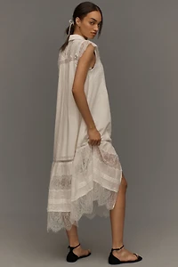 Sleeveless Collared Lace Midi Dress