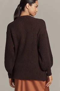 Flat White Cozy Crew-Neck Cardigan Sweater