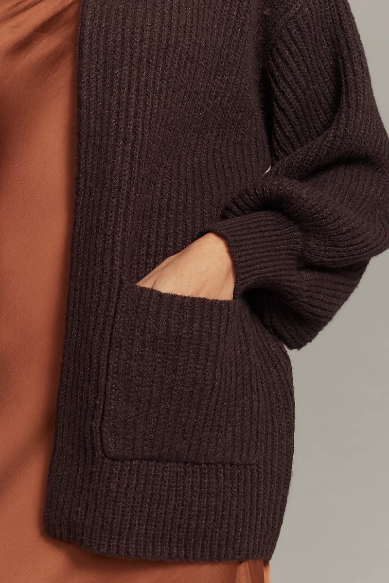 Flat White Cozy Crew-Neck Cardigan Sweater