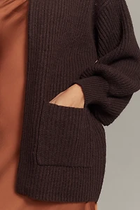 Flat White Cozy Crew-Neck Cardigan Sweater