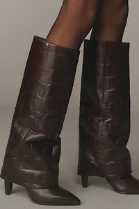 Bronx Jad-ey Croc Embossed Foldover Riding Boots