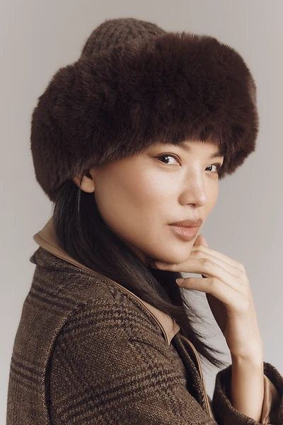 Faux-Fur Knit Cloche Hat