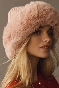 Faux Fur Knit Cloche Hat