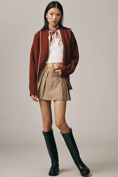 Flat White Mariel Longline Cardigan: Dog Icon Edition