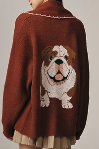 Flat White Mariel Longline Cardigan: Dog Icon Edition