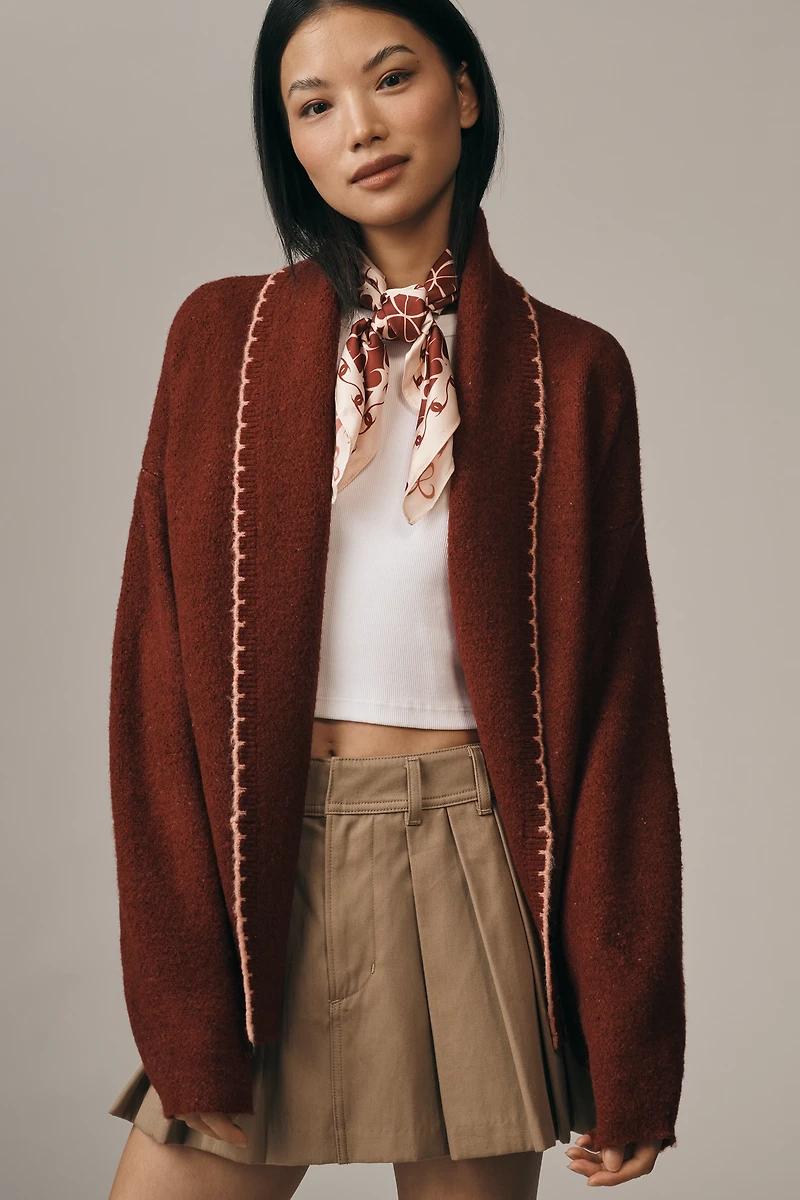 Flat White Mariel Longline Cardigan: Dog Icon Edition