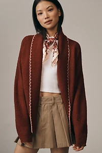 Flat White Mariel Longline Cardigan: Dog Icon Edition