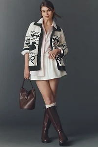 Bel Kazan Knitted Duck Icon Cardigan Sweater