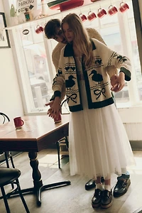 Bel Kazan Knitted Duck Icon Cardigan Sweater