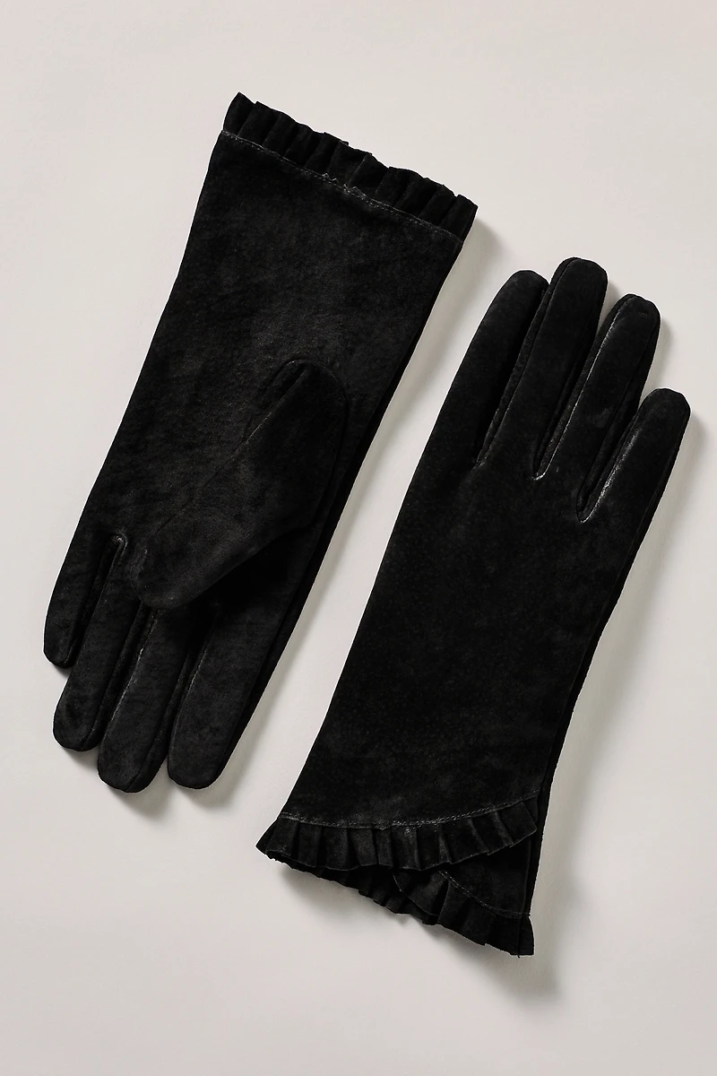 By Anthropologie Ruffle Leather Gloves
