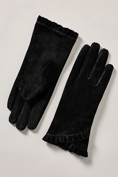 By Anthropologie Ruffle Leather Gloves