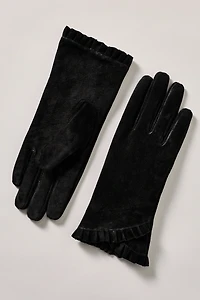 By Anthropologie Ruffle Leather Gloves