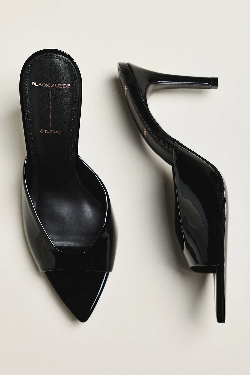 Black Suede Studio Brea 80 Mule Heels