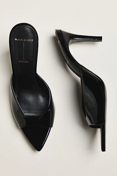 Black Suede Studio Brea 80 Mule Heels