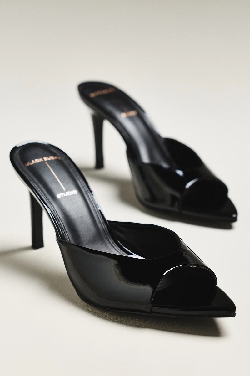 Black Suede Studio Brea 80 Mule Heels
