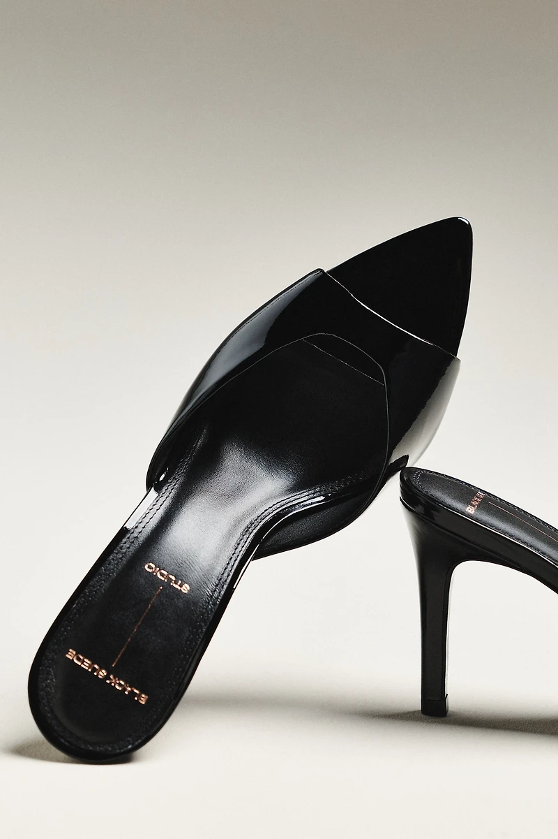 Black Suede Studio Brea 80 Mule Heels