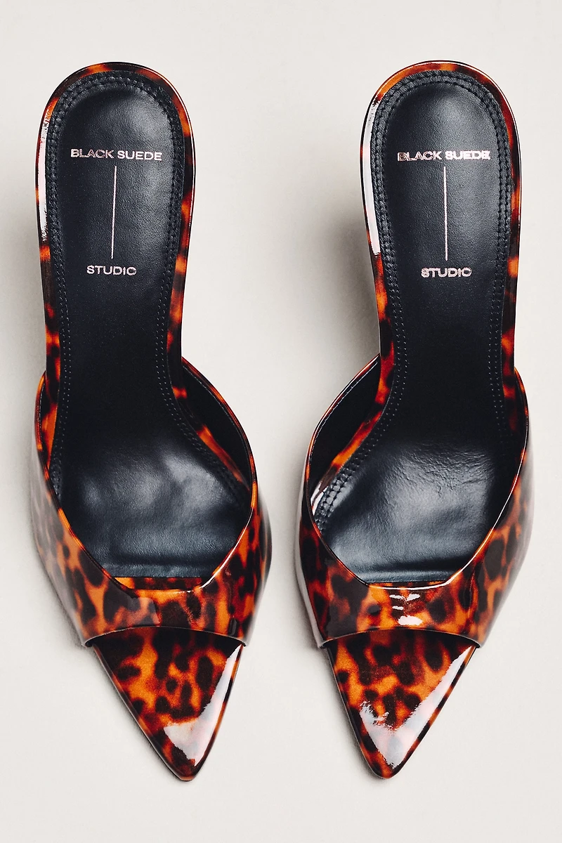 Black Suede Studio Brea 80 Mule Heels