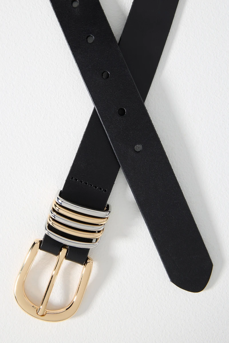 Mixed Metal Leather Belt