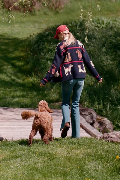 Maeve Dogs Tie-Front Cardigan Sweater