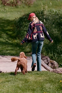 Maeve Dogs Tie-Front Cardigan Sweater