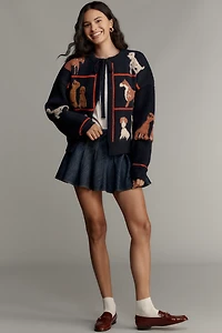 Maeve Dogs Tie-Front Cardigan Sweater