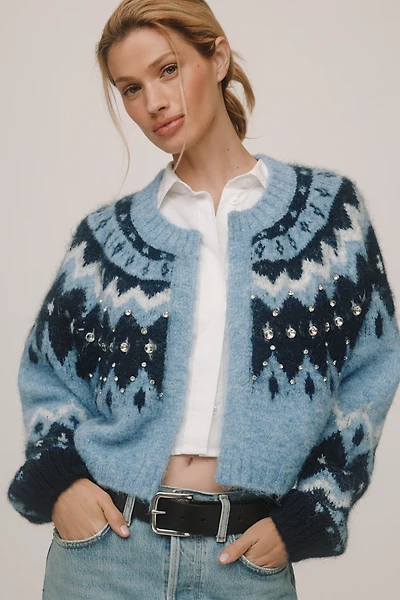 By Anthropologie Fair Isle Cropped Cardigan Sweater