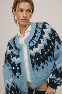 By Anthropologie Fair Isle Cropped Cardigan Sweater