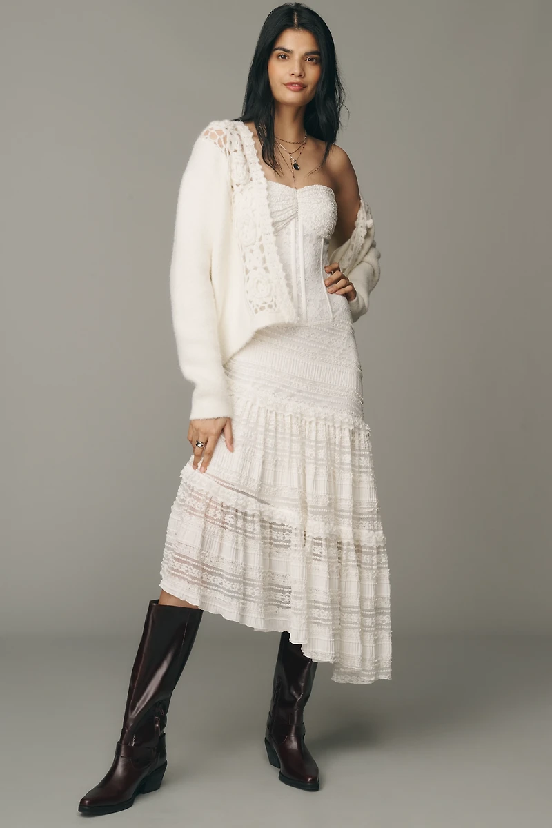 By Anthropologie 3D Floral Crochet Cardigan