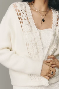 By Anthropologie 3D Floral Crochet Cardigan