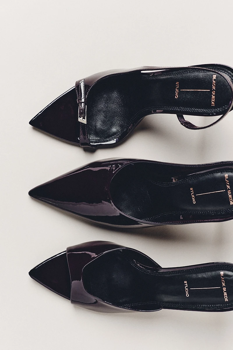 Black Suede Studio Heidi Slingback Heels
