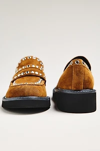 Bibi Lou Suede Studded Grommet Loafers