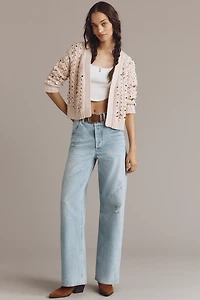 Embellished Cable-Knit Cardigan Sweater