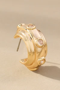Stone Ribbed Huggie Hoop Earrings