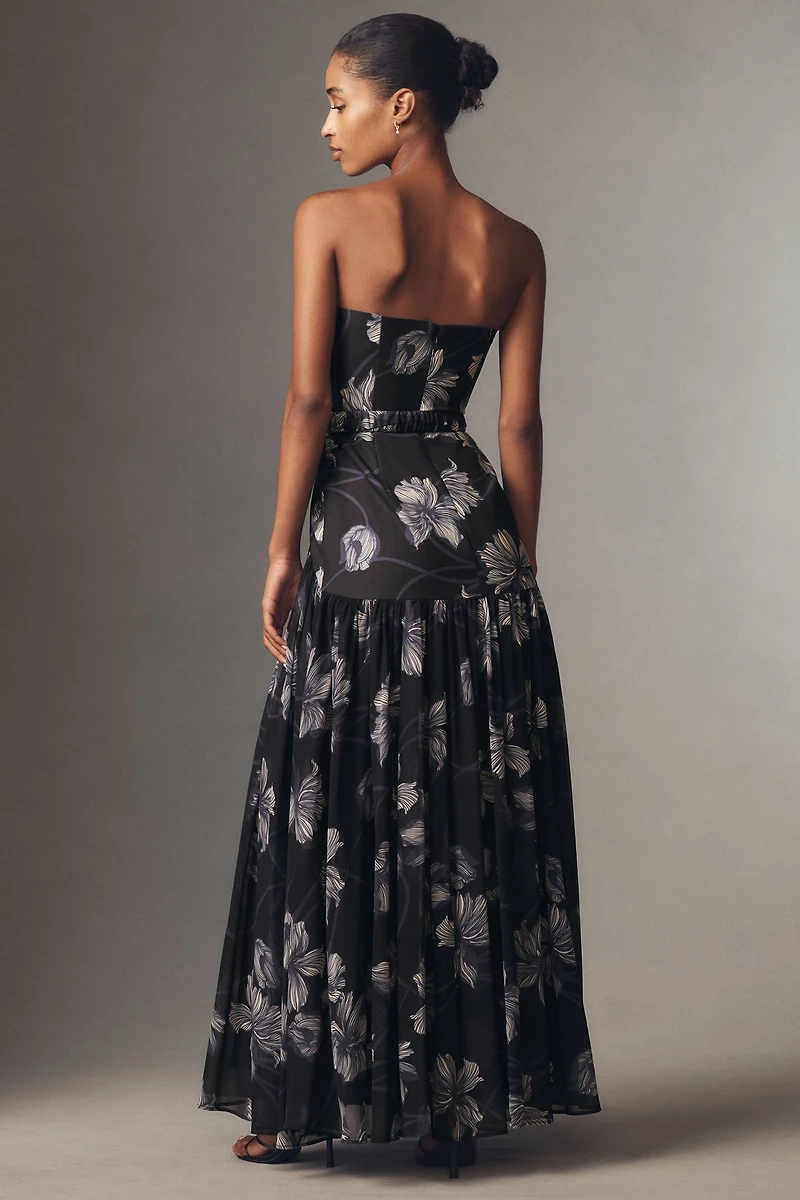 Hutch Carmel Strapless Belted Drop-Waist Maxi Dress