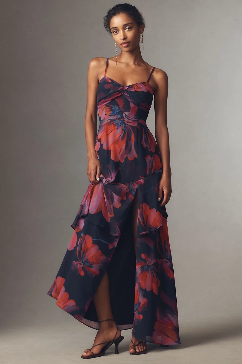 Hutch Jamila Sleeveless Twist-Front Side-Slit Maxi Dress