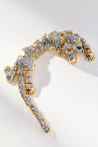 Rhinestone Tiger Brooch