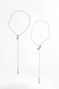 Nicolas Ambrosio Stone & Pearl Lariat Necklace