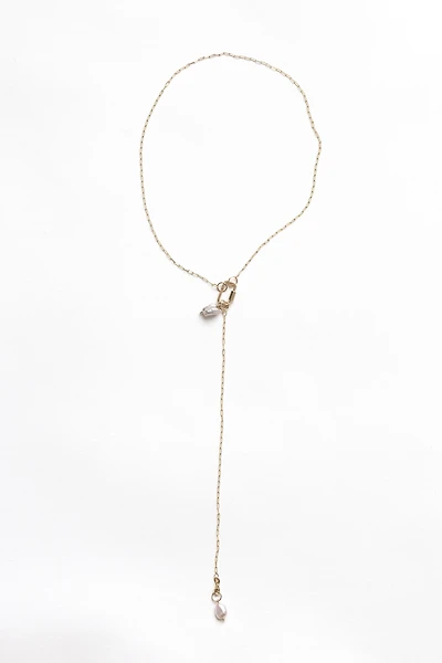 Nicolas Ambrosio Pearl Lariat Chain Necklace