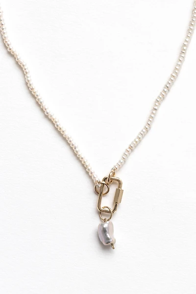 Nicolas Ambrosio Pearl Love Lock Charm Necklace
