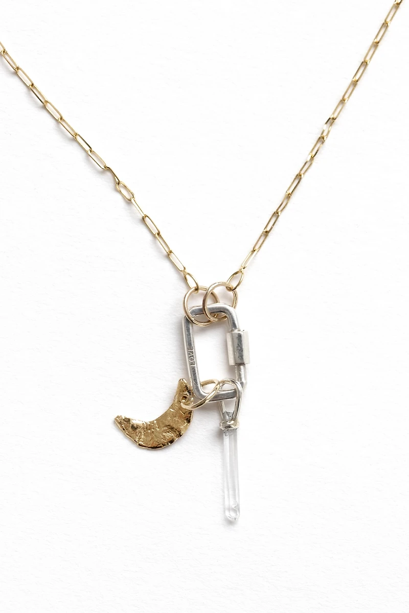 Nicolas Ambrosio Sun Moon Love Lock Charm Necklace