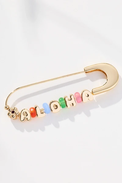 Summer Bubble Letter Safety Pin Brooch
