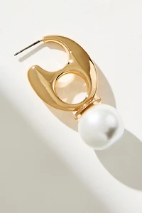 Pop Tab Pearl Huggie Hoop Earrings
